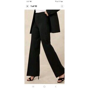 Banana Republic NWT Ultra High Rise Straight Ponte pants womens L black capsule